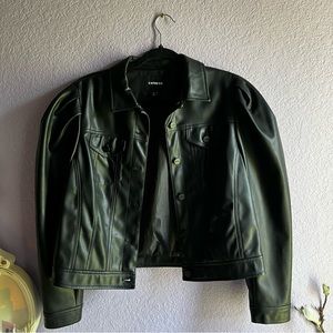 Express Faux Leather Ruffle Jacket